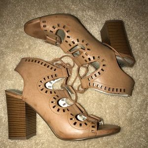Brown chunky heel sandals